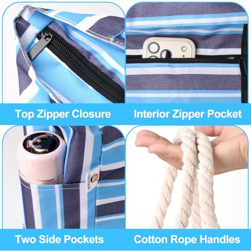 CaCTOUR Beach Bags for Women,Large Beach Bag Waterproof Sandproof with Zipper Pocket,Travel Tote Bag,Swim Pool Bag for Family