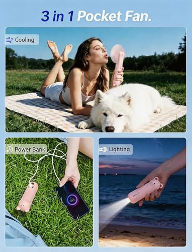 Dosododa Portable Handheld Fan, Small Mini Foldable Personal Fan [26H Max Cooling Time], 3 IN 1 USB Rechargeable for Trave...