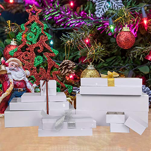 MOMONI Premium 13 Piece White Gift Boxes with Lids of Assorted Sizes with 4 inch Deep Robe Wrapping Boxes Set for Wrapping...