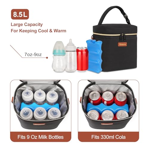 Mancro Breastmilk Cooler Bag with Ice Pack, Fits 6 Baby Bottles Up to 9 Ounce Insulated Baby Bottle Bag, Breast Milk Coole...