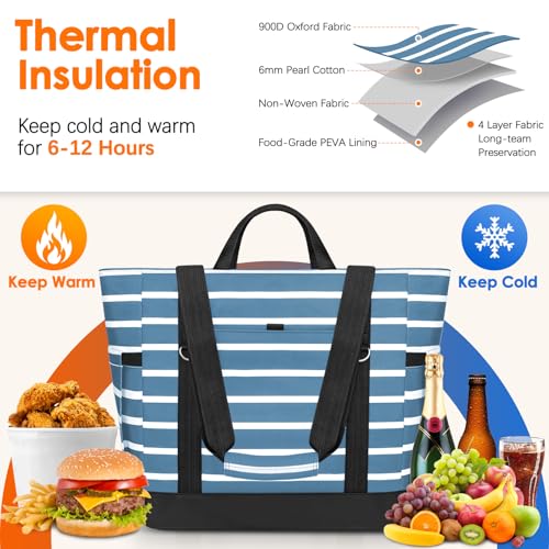 TEUEN Cooler Bag Insulated, Soft Side Cooler, Reusable Grocery Bags with Zipper Closure, Thermal Leakproof Large Insulated...