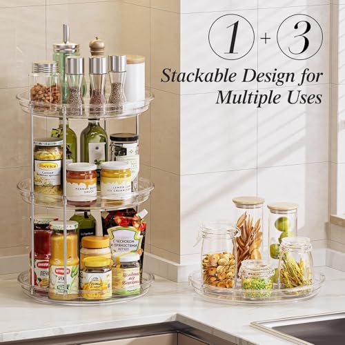 LAMU Rotating Makeup Organizer for Vanity, 10.6in 2 Tier Lazy Susan Turntable Stackable Spinning Skincare Organizer Cosmet...