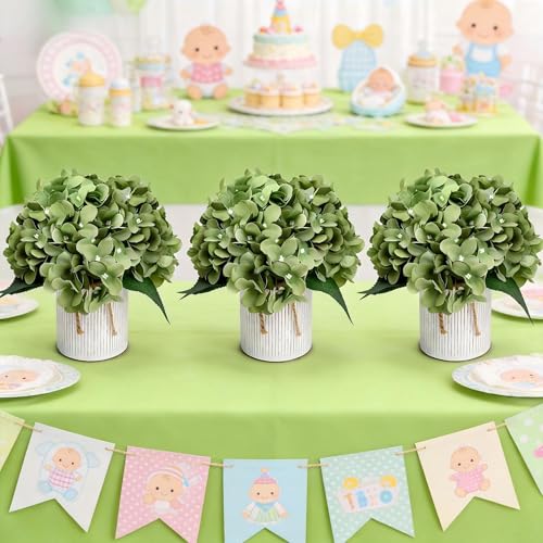 DIYDOFUN Flower Table Centerpieces - Set of 6 Floral Arrangement Artificial Wedding Hydrangeas Floral Arrangement with Rus...