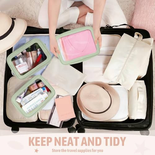 YOPCDJ 3PCS Clear Toiletry Bag,TSA Approved Travel Makeup Pouch with Zipper for Cosmetics and Toiletries，Diaper Bag Organi...