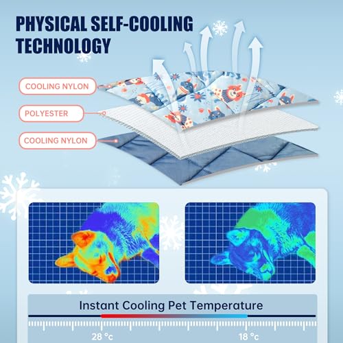 Tuiskusa Premium Cooling Blanket for Dogs Pet Cooling Pads Washable Pet Cool Mat for Cats Hot Weather Puppy Lightweight Th...