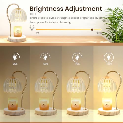 TUOTGOYEZ Candle Warmer Lamp with Timer, Electric Candle Warmer with 2 Bulbs for Scented Candles, Dimmable Wax Melt Warmer...