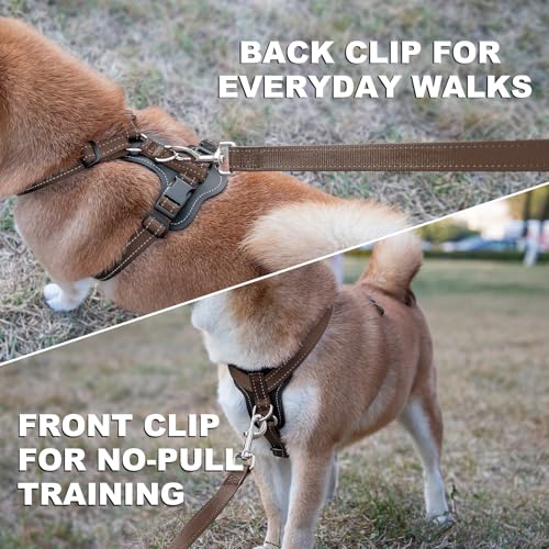 Plutus Pet Adjustable No Pull Dog Harness with Leather Accents, Heavy Duty Reflective Nylon Vest for Training, Hiking, Eas...