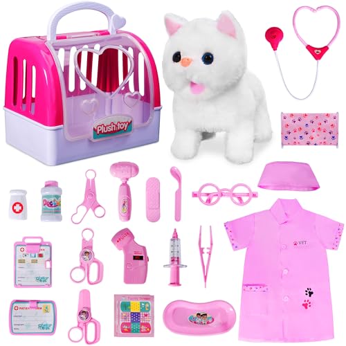 Doctor Kit for Girls -Vet Play Sets for Kids, Pretend Play Doctor Set with Pet Cage and Kitten Toy, Doctor Play Gift for K...
