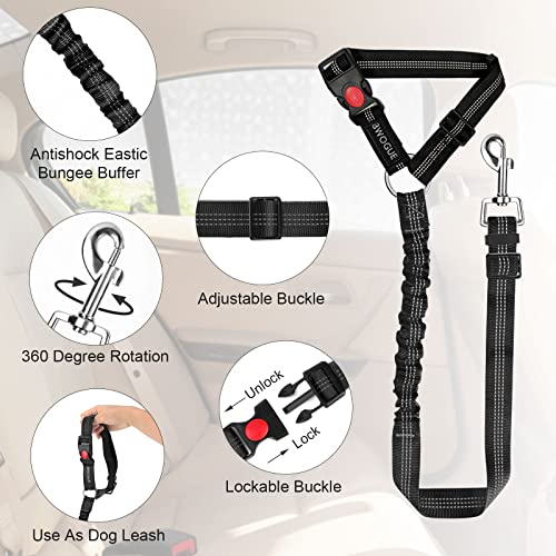 BWOGUE 2 Packs Dog Cat Safety Seat Belt Strap Car Headrest Restraint Adjustable Nylon Fabric Dog Restraints Vehicle Seatbe...