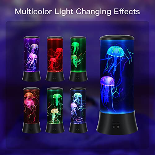 Meloki Floating Jellyfish Lamp - Electric Jelly Fish Light Lamp with Auto Color Changing, Ultra-Quiet Water Pump, Holiday ...