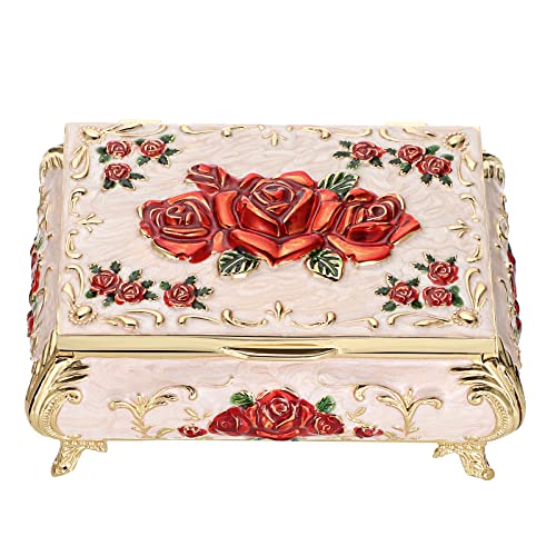 Hipiwe Vintage Metal Jewelry Box Small Treasure Chest Case Trinket Organizer Earrings Necklace Bracelet Storage Box Ring B...
