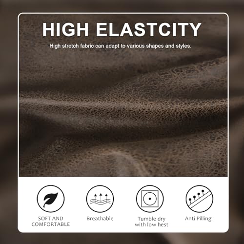 molasofa Leather Look Couch Cushion Covers, Stretch Sofa Cushion Covers for Sectional Armchair Loveseat Protector,Replacem...