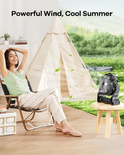 30000mAh Rechargeable Camping Fan with LED Lantern,Portable Battery Powered Outdoor Fan for Bedroom,Camping,Travel,Hiking,...