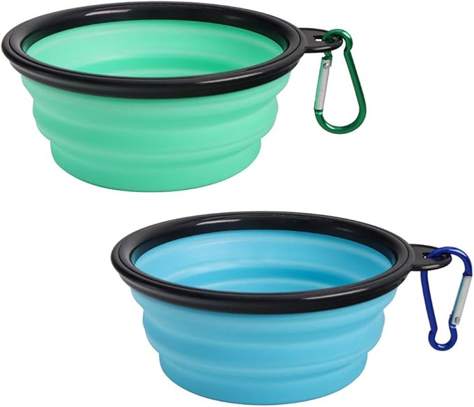 SLSON Collapsible Pet Bowl Dog Bowls 2 Pack, Portable Silicone Pet Feeder, Foldable Expandable for Dog/Cat Food Water Feed...