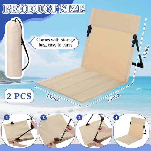 Yalikop 4 Pcs Foldable Seat for Poolside Chairs with Bag Portable Outdoor Beach Chairs with 30" x 60" Stripe Pool Beach To...