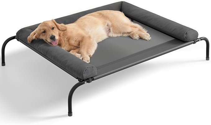 WESTERN HOME Cooling Elevated Dog Bed for Large Dogs, Portable Indoor & Outdoor Raised Dog Bed with Breathable Mesh, Chew ...