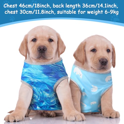 Huhumy 2 Pack Dog Cooling Shirts with 4 Pcs Ice Pack Cooling Vest Quick Dry Vest Dog Cooling Harness Summer Beach Hawaii J...