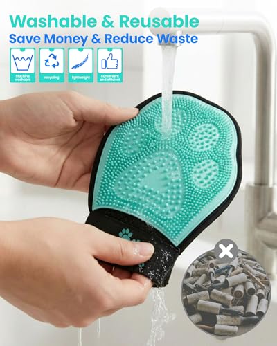 Cykurys Pet Hair Removal Glove for Dogs & Cats, 2-in-1 Double-Sided Pet Grooming Tool, Electrostatic Pet Hair Remover Glov...