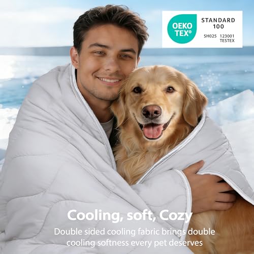 ZAKAPAWS Cooling Blanket for Dogs - Q-MAX>0.4, Lightweight Pet Throw Blanket Furniture Protector, Breathable Fill and Soft...
