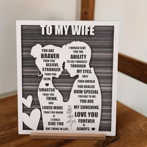Mothers Day To My Wife Plaque | Valentines Romantic Gifts for Wife from Husband, Rustic Love Sign for Wife's Birthday, Wed...