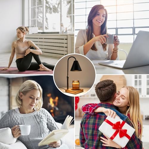Electric Candle Warmer Lamp with Timer: Candle Warmer Lamp Adjustable Height for All Size Jar Candles, Dimmable Candle War...