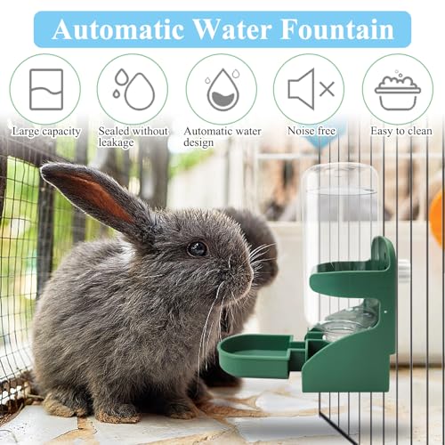 kathson Rabbit Water Dispenser for Cage 17 Oz Hanging Guinea Pig Water Bottle No Drip Gravity Automatic Bunny Water Bottle...
