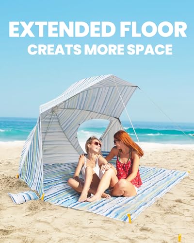 OutdoorMaster Pop Up Beach Umbrella, Portable Beach Tent Shelter, Beach Shade Sun Canopy with UPF 50+ UV Protection, Exten...