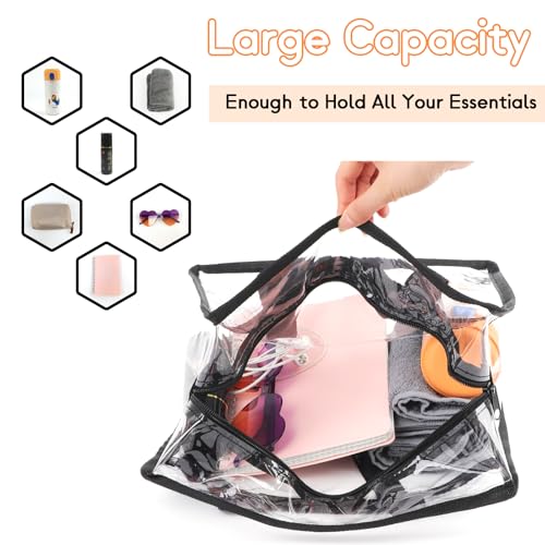 Hoiny Clear Bag for Stadium Events Approved, 12x6x12 Large Transparent Tote Bag with Zipper for Gym Concert Sports Festivals