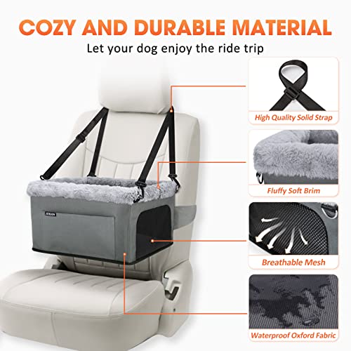 JOEJOY Deluxe Dog Booster Seat with Sturdy Metal Frame and Safety Leash for Small Pets up to 20 lbs - Portable Puppy Dog C...