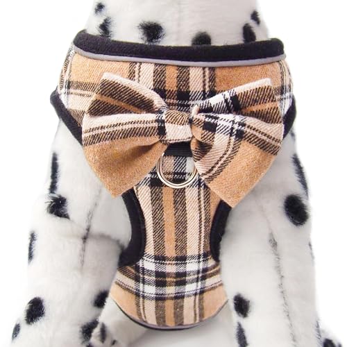 Mesh Soft Dog Harness, Adjustable No Pull Reflective Comfort Pet Vest for Dogs (Light Khaki, Small)