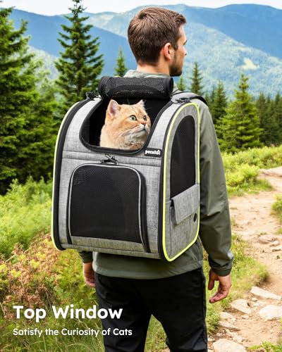 Pecute Cat Backpack Carrier Expandable , Foldable Pet Backpack for Cats & Small Dogs Up to 11lbs, with 4-Side Breathable M...