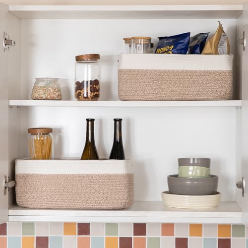 OIASKET Storage Baskets for Organizing 3 Pack, Woven Baskets for Shelves, Closet Organizer Bins Empty Gift Basket Toy Stor...