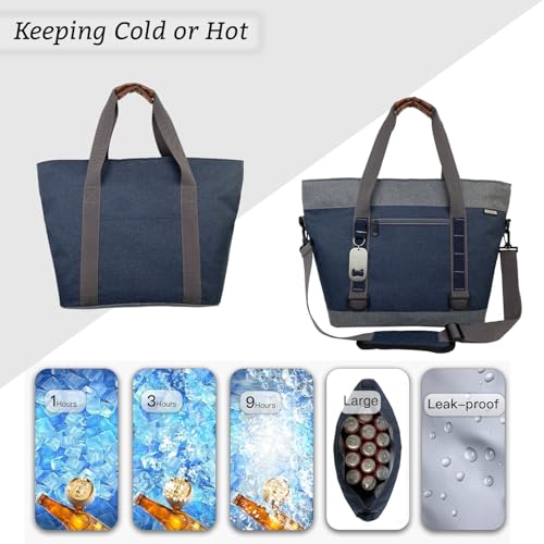 IBEIKER Insulated Cooler Bag, Large Insulated Bag, Reusable Shopping Bags, Leakproof Soft Cooler with BagsBottle Opener, S...