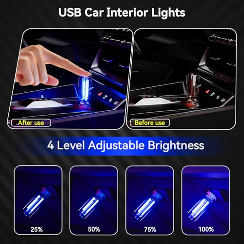 UBAPEV 4 PCS USB Night Light, Touch Dimmable Mini USB LED Car Interior Ambient Lights, Portable Plug-in Glass Bottle Night...