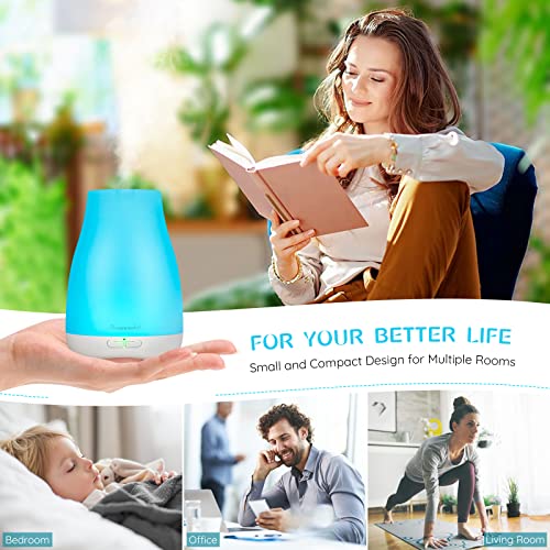 Homeweeks Diffusers, 100ml Colorful Essential Oil Diffuser with Adjustable Mist Mode, Auto Off Aroma for Bedroom/Office/Tr...