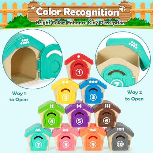 Aigybobo Learning Toys for Toddlers 1 2 3 Year Old, 20 Pcs Pet Dog Toys for Kids, Animal Counting Matching Sorting Fine Mo...