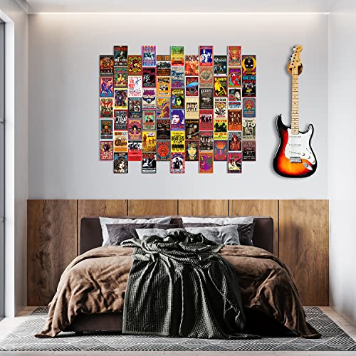 WOONKIT 60 PC Vintage Rock Band Posters, 70s 80s 90s Retro Concert Prints, Bedroom Wall Art, Album Cover Collage, 4x6 Inch...