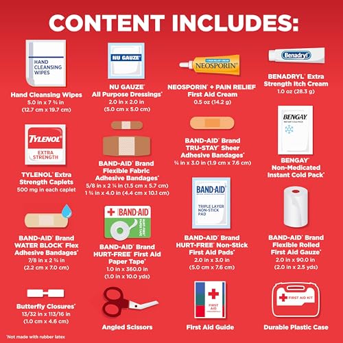 All-Purpose Portable Compact First Aid Kit for Minor Cuts, Scrapes, Sprains & Burns, Perfect for Home, Car, Travel, Campin...