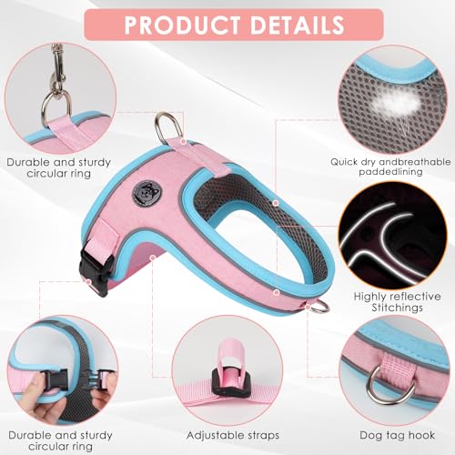 Dog Harness and Leash Set, No Pull Saddle Style Pet Harness, Breathable Mesh Adjustable Reflective Dog Vest for Dogs and C...