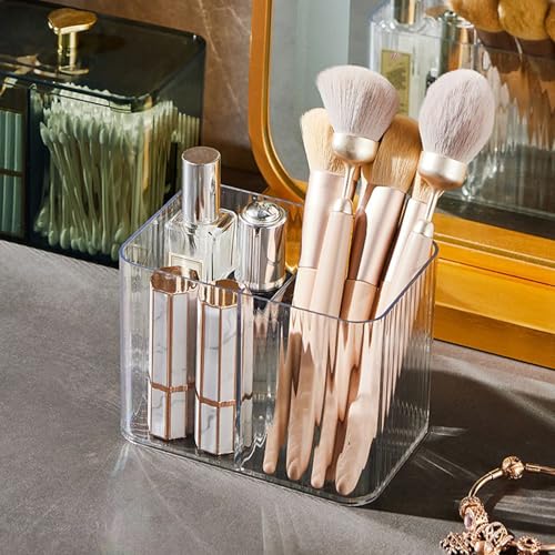 DUDUYA Qtips Holder Bathroom Container, 3-Section Bathroom Organizer Dispenser ,3 Grids Cotton Ball/Swab/Pad Holder ,Jar O...