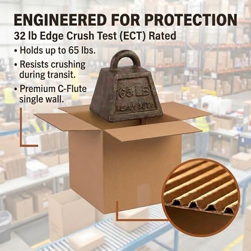 BOX USA Cube Shipping Boxes 12"L x 12"W x 12"H (25-Pack) - Corrugated Cardboard Box for Moving, Mailing, Packing, Packagin...
