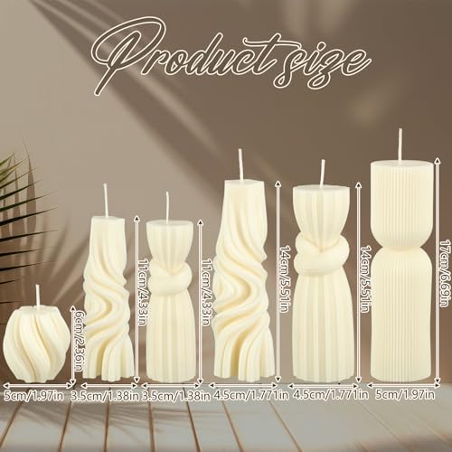 Threlaco 6 Pcs Pillar Candles Decorative Modern Aesthetic Ribbed Candle Set Cute Soy Wax Scented Ribbed Decor Commemorativ...