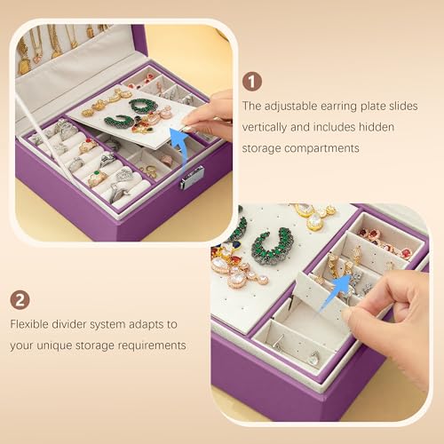 Homeanda Jewelry box 2 layer Jewelry box Leather Jewelry boxes for Women Girls Teens Jewelry organizer box Jewelry Storage...