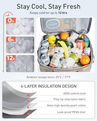 TOURIT Soft Sided Cooler Bag Insulated 48/60 Cans, Large Collapsible & Leakproof Ice Chest for Picnic, Beach, Camping, Travel