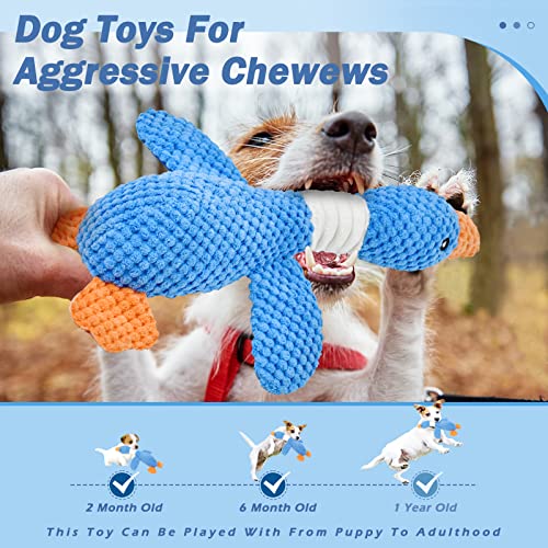 Vitscan Upgraded Goose Indestructible Dog Toys for Aggressive Chewers Small Medium Large Breed, Crinkle Squeaky Plush Dog ...