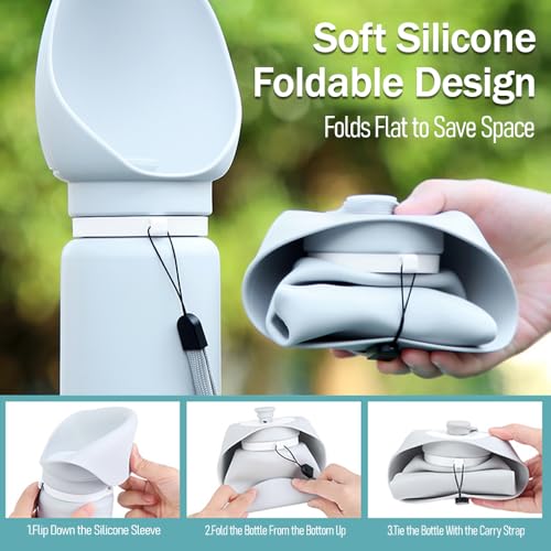 Foldable Dog Water Bottle for Small Dogs & Cats, Leak-Proof Portable Pet Water Dispenser, One-Hand Operation Travel Puppy ...