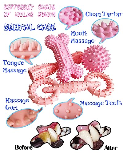 Cdyzqikm 4 Pack Puppy Teething Toys Dog Durable Chew Toys Soft Rubber Toy Dog Teeth Cleaning Toothbrush Toy Cute Interacti...