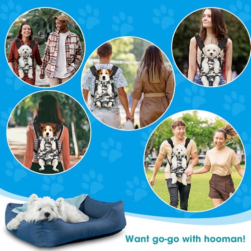Dog Backpack Carrier, Front Pocket for Essentials, Pet Sling Front Backpacks for Small Medium Dogs 7-11 Lbs, Legs Out, Adj...