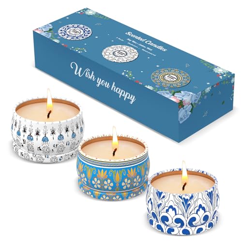 Scented Candles Gift Set, 3 Pack Candles for Home Scented, Long Lasting Soy Wax Aromatherapy Candle Set, Gifts for Women w...