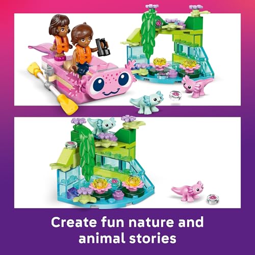 LEGO Friends Axolotl Adventure Boat Building Toy for Girls & Boys - Pretend Play Set for Kids, Ages 5+ - W/Leo Minidoll, A...